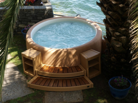 Polyrattan Doppeltritt für Rundpool