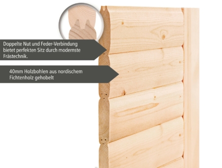 Holma 2318 - 40 mm Massivholzsauna (181 x 223 cm) – Bild 2