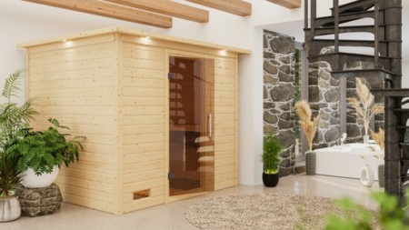 Fenja 2319 - 40 mm Massivholzsauna (193 x 227 cm)