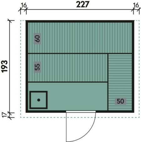 Fenja 2319 - 40 mm Massivholzsauna (193 x 227 cm) – Bild 11