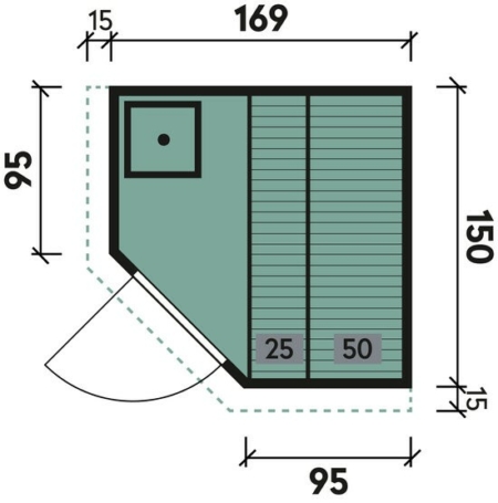 System Sauna - Auri 1715 - 68 mm (150 x 169 cm) – Bild 9