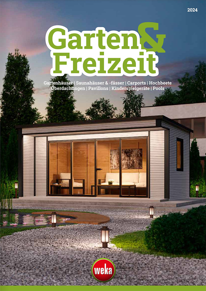 Weka Garten und Freizeitkatalog Gartenhaus mit Laternen